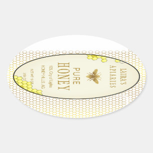 Vintages Oval Honey Queenline Apiarist Label Ovaler Aufkleber