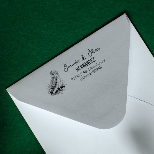 Vintages Owl Couple Rücksendeadresse Gummistempel
