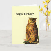 Vintages Owl Geburtstag Karte (Gelbe Blume)
