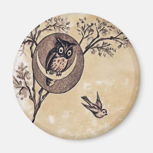 Vintages Owl Magnet (Vorne)