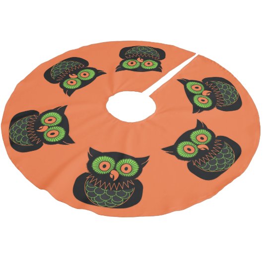 Vintages Owl Polyester Tree Skirt Weihnachtsbaumdecke (Schrägansicht)
