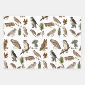 Vintages Owl Wasserfarbenwaldmuster Geschenkpapier Set (Vorderseite 3)