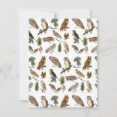 Vintages Owl Wasserfarbenwaldmuster Mitteilungskarte (Rückseite)