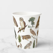 Vintages Owl Wasserfarbenwaldmuster Pappbecher (Rückseite)
