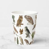 Vintages Owl Wasserfarbenwaldmuster Pappbecher (Links)