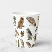 Vintages Owl Wasserfarbenwaldmuster Pappbecher (Rechts)