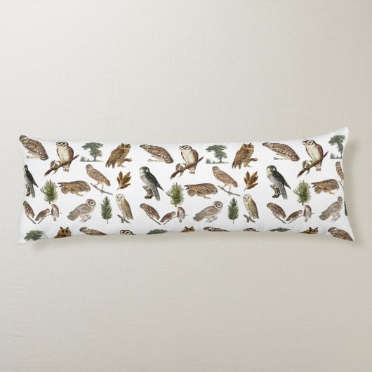 Vintages Owl Wasserfarbenwaldmuster Seitenschläferkissen (Rückseite)