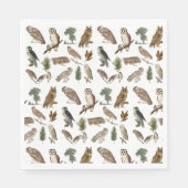 Vintages Owl Wasserfarbenwaldmuster Serviette (Vorderseite)