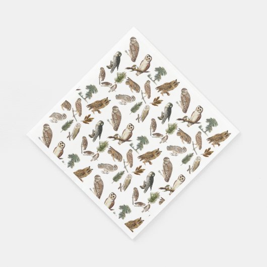 Vintages Owl Wasserfarbenwaldmuster Serviette (Ecke)