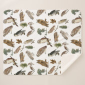 Vintages Owl Wasserfarbenwaldmuster Sherpadecke (Vorderseite (Horizontal))