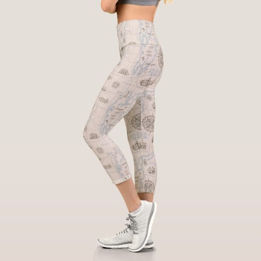Vintages Ozeandiagramm Capri Leggings (Links)