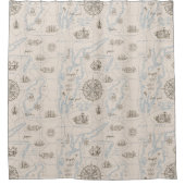 Vintages Ozeandiagramm Duschvorhang (Vorderseite)