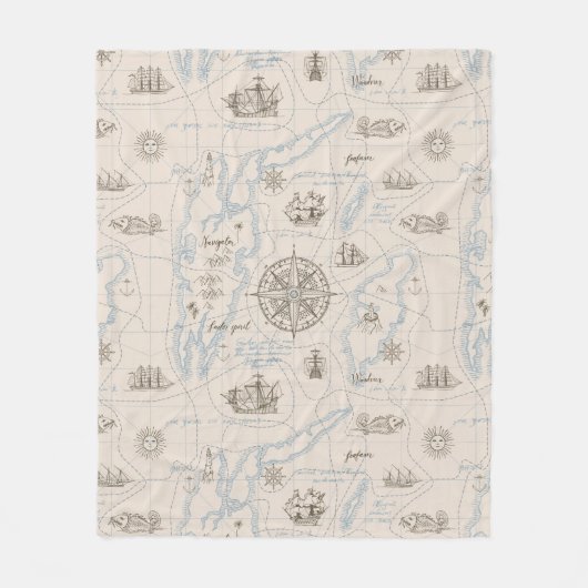 Vintages Ozeandiagramm Fleecedecke (Vorderseite)