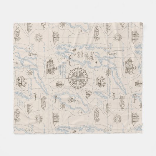 Vintages Ozeandiagramm Fleecedecke (Vorderseite (Horizontal))