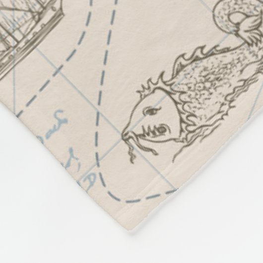 Vintages Ozeandiagramm Fleecedecke (Ecke)