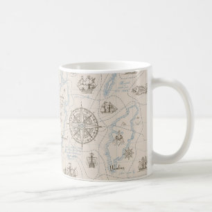 Vintages Ozeandiagramm Kaffeetasse