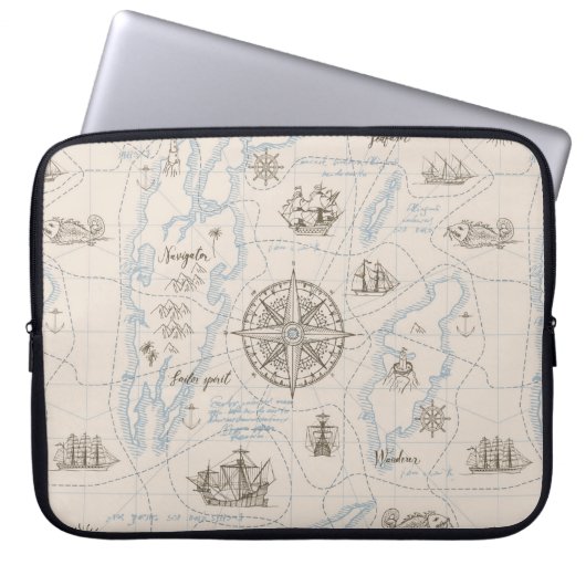 Vintages Ozeandiagramm Laptopschutzhülle (Vorderseite)