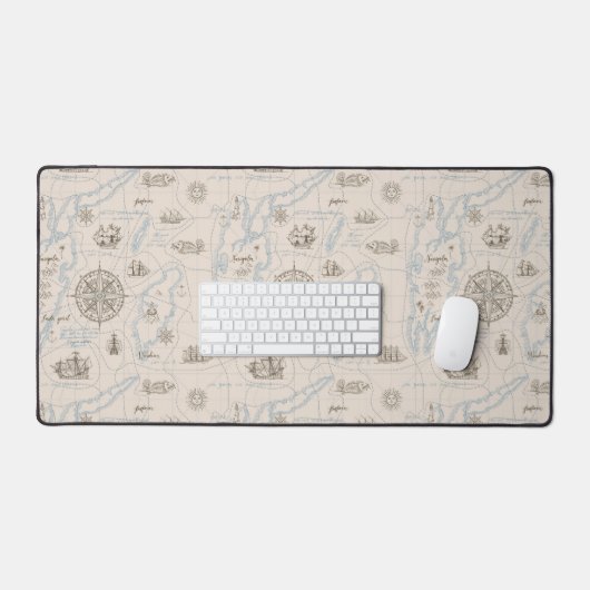 Vintages Ozeandiagramm Schreibtischunterlage (Tastatur & Maus)