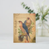 Vintages Paar Peregrine Falcons Vögel Französisch Postkarte (Stehend Vorderseite)