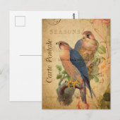 Vintages Paar Peregrine Falcons Vögel Französisch Postkarte (Vorne/Hinten)