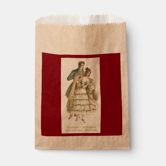 Vintages Paar Viktorianische Weihnachtsgärten Geschenktütchen (Vorderseite)
