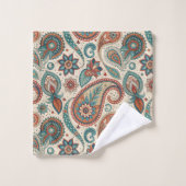 Vintages Paisley in Aquamariner Creme Badhandtuch Set (Waschlappen)