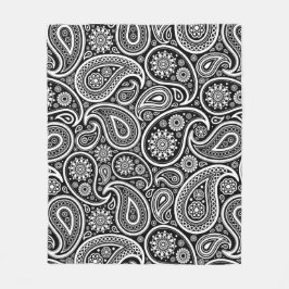 Vintages Paisley-Muster auf schwarz Fleecedecke