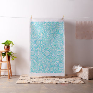 Vintages Paisley-Muster in Weiß und Blau Stoff