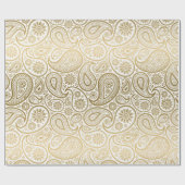 Vintages Paisley-Muster in Weiß und Gold Geschenkpapier (Flach)