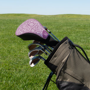 Vintages Paisley-Muster in Weiß und Violett Golf Headcover