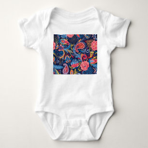 Vintages Paisley Nahtloses Muster Baby Strampler