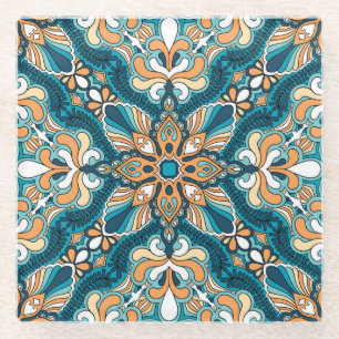 Vintages Paisley-Taschentuch: orientalischer Druck Glasuntersetzer