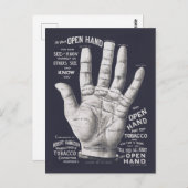 Vintages Palm Reading Illustration Diagramm Postkarte (Vorne/Hinten)