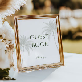 Vintages Palm Tree Wedding Guest Book Poster