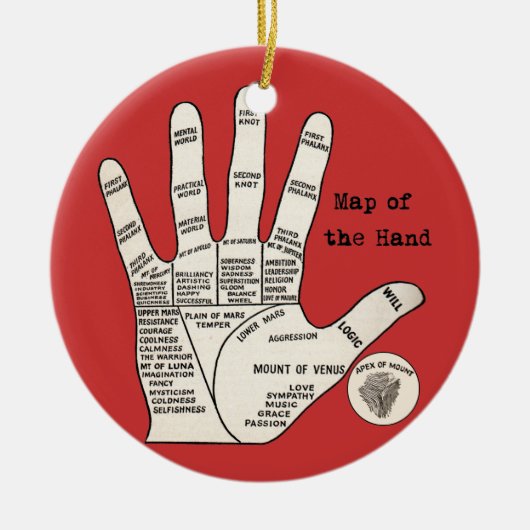 Vintages Palmlesen Keramikornament (Vorne)