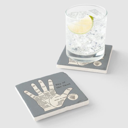 Vintages Palmlesen Steinuntersetzer (Seitenansicht)