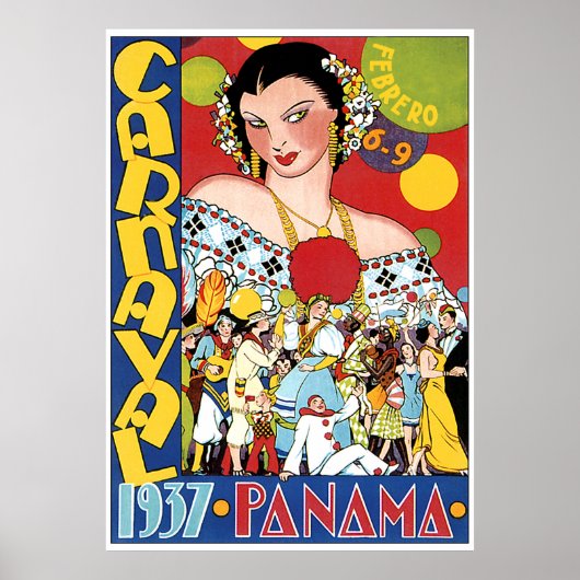 Vintages Panama-Reiseplakat von Karnaval 1937 Poster (Vorne)