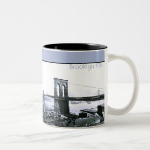 Vintages Panorama 1913 Brooklyns NYC Zweifarbige Tasse