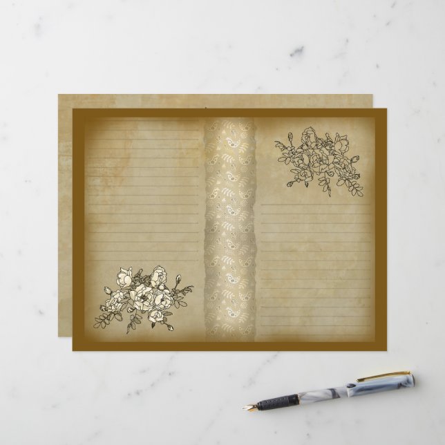 Vintages Papier der Rose (Vorderseite/Rückseite Beispiel)