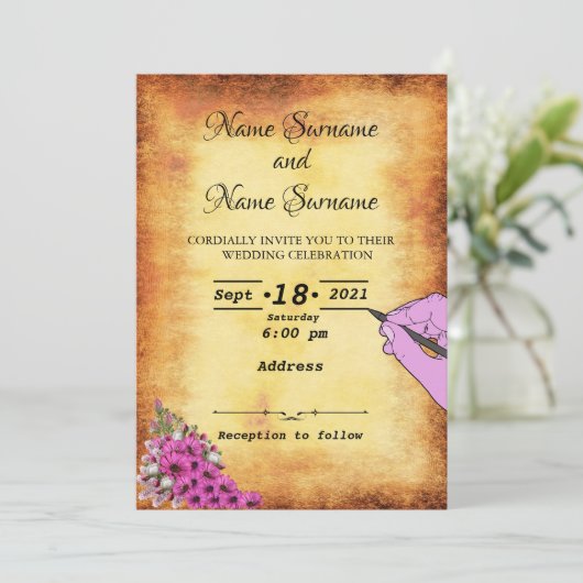 Vintages Papier Einladung (Stehend Vorderseite)