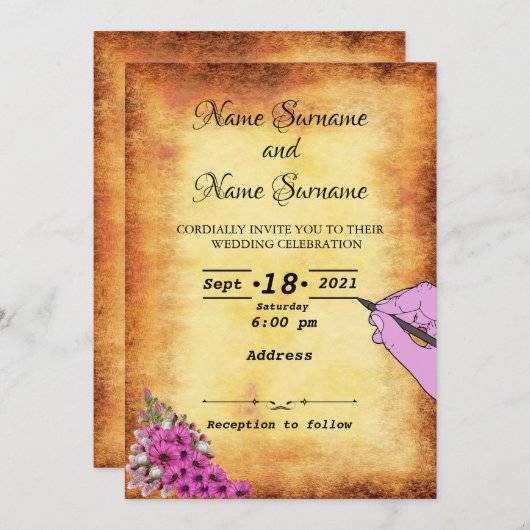 Vintages Papier Einladung (Vorne/Hinten)