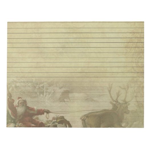 Vintages Papier für Santa & Sleigh Notizblock (Vorderseite)