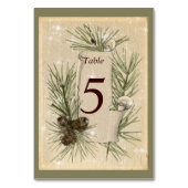 Vintages Papier, Kiefernzapfen, Weihnachten, Hochz Tischnummer (Vorderseite)