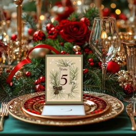 Vintages Papier, Kiefernzapfen, Weihnachten, Hochz Tischnummer