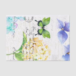 Vintages Papier mit grüner Schmetterlingsdekoupage