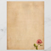 Vintages Papier mit rosa Rose (Vorderseite)