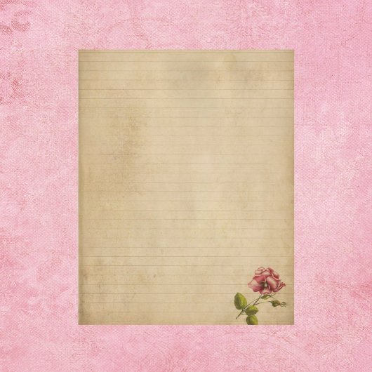 Vintages Papier mit rosa Rose