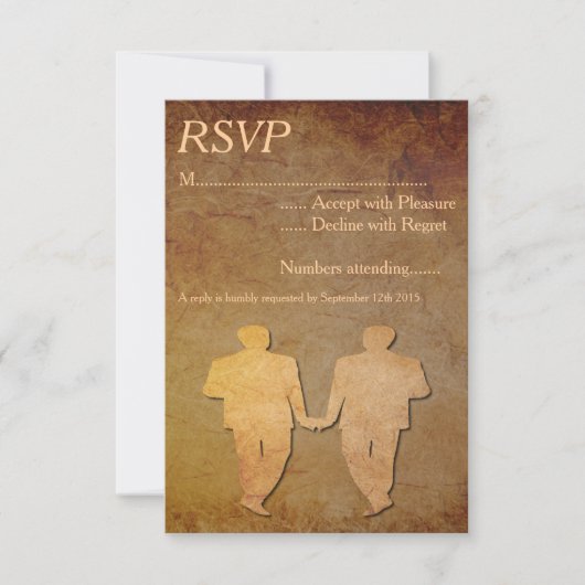 Vintages Papier Overlay Gay Wedding RSVP (Vorderseite)