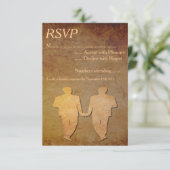 Vintages Papier Overlay Gay Wedding RSVP (Stehend Vorderseite)