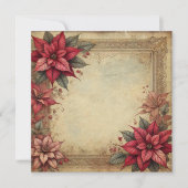 Vintages Papier Poinsettia Rahmen Scrapbook Einladung (Vorderseite)